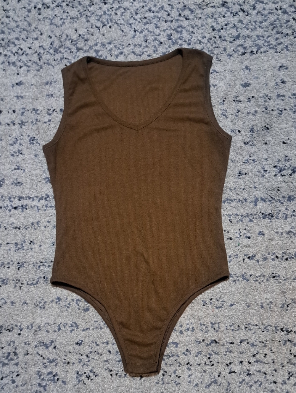 Source Unknown Brown V-Neck Sleeveless Bodysuit